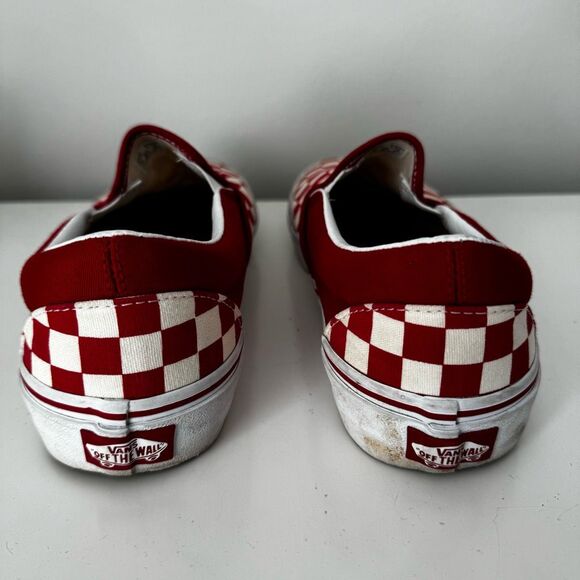 Vans Classic Slip On Red/White Checkered Canvas Skate Shoes 8 Mens/9.5 W - Picture 5 of 8